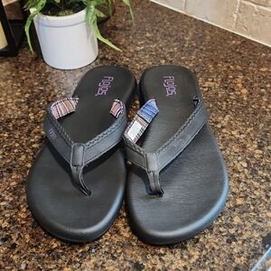 Flojos Black Sandals with Colorful Straps